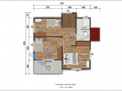 Double Storey Prefabricated House 118 m²